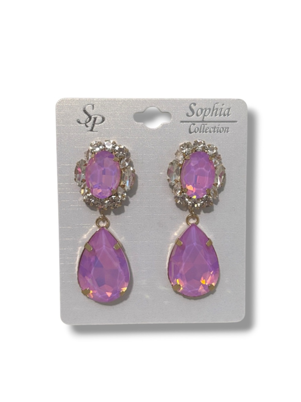 Lilac Teardrop Crystal Drop Earrings